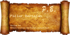 Paller Bertalan névjegykártya